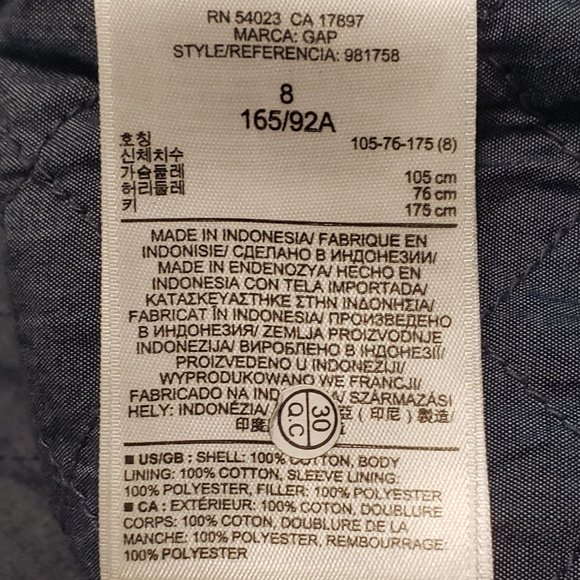 GAP Women's Moto Quilted Jacket: Size US 8 - Picture 8 of 9